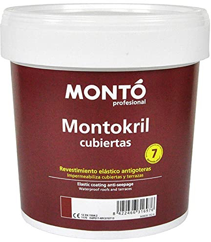 Revestimiento al Agua para Proteger e Impermeabilizar Terrazas y Fachadas. Montokril Cubiertas Fibrado (4L, Blanco 108)