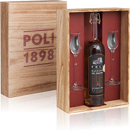 Poli, Grappa 24 Carati Oro in Confezione Legno N.1 - 700 ml