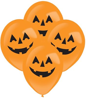 Amscan LED Ballons Kürbisse Halloween Deko 4 Stück orange-schwarz
