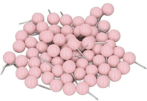100-teilige Rundkopf Stecknadeln, Kartennägel mit Rostfreier Spitze, inklusive Aufbewahrungsbox (Rosa Farbe)
