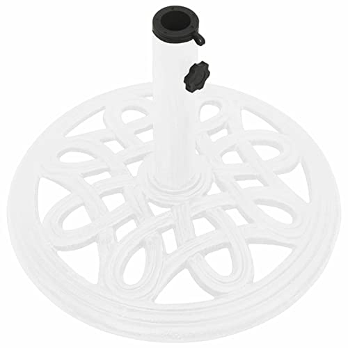 Gecheer Base de sombrilla Soporte de Sombrilla Ajustable Universal Pie de Parasol Base de Sombrilla Patio Jardín Estilo Retro de Hierro Fundido Blanco 40x40x32 cm