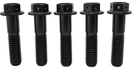 RISON Titanium Bolzen M8x1.25x35mm Titan Flansch Schrauben TC4 Titan Schrauben Sechskantschraube Schwarz GR5 Titan Bolzen 5 Stück