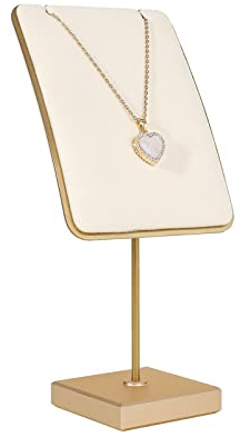 GemeShou Beige necklace holder small jewelry stand, Velvet necklace display stand for selling, metal jewelry organizer necklace earring hanger【Beige】