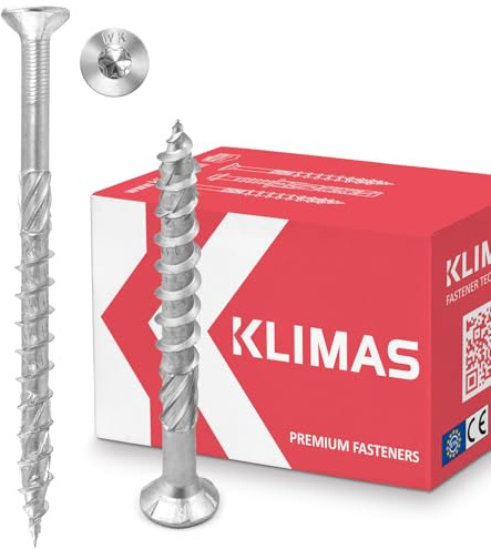 KLIMAS Holzschrauben Torx - Spanplattenschrauben Weiß - Senkkopfschrauben - Terrassenschrauben - Universalschrauben - Dachkonstruktion Schrauben Set - Holzschrauben 4,5x40 mm 250 Stück