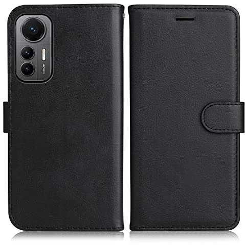 DENDICO Cover per Xiaomi Mi 12 Lite, Premium Portafoglio PU Custodia in PU Pelle, Flip Libro TPU Bumper Caso per Xiaomi Mi 12 Lite, Nero