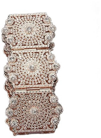 Gold Color Wedding Dress Belt With All-Rhinestone Moroccan Metal Belt rose gold