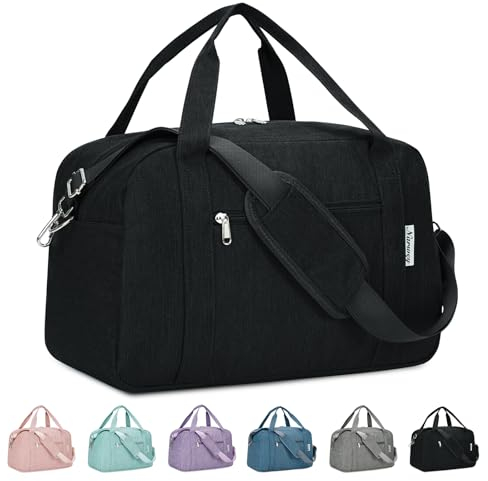 for Easyjet Cabin Bag 45X36X20 Underseat Travel Duffel Bag Holdall Tote with Wet Pocket Carry on Luggage Overnight for Women and Men 25L (Black)