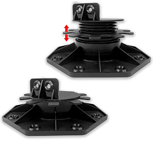 SUBTLETY 20 Stück Stelzlager Höhenverstellbar 30-60mm Stellfuß Basic Kunststoff Terrassenlager Terrassendielen Unterkonstruktion Support Stellfüße für Holz WPC Terrassenfliesen & Balkonfliesen