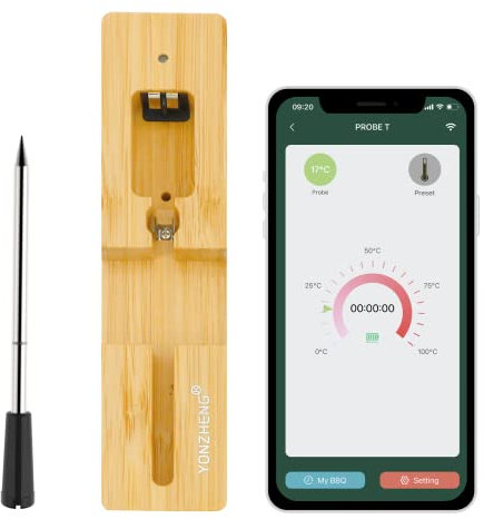 YONZHENG Bluetooth Wireless Meat Thermometer, 200ft Range Wireless Food Thermometer with App Meat Thermometer for Grilling Rotisserie Oven