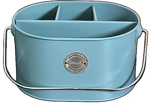 Darthome Pastel Table Caddy Metal 4 Compartment Utensils Cutlery Sauce Condiment Holder 27cm (Blue)