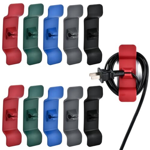 OTYMIOW 10PCS Cable Holder Clips Self Adhesive, Cable Clips Adhesive Cable Management Clips Wall Holder Cable Organisers Strong Self Adhesive Cable Tidy Wire Clips Cables Stick On Clips Cord Organiser