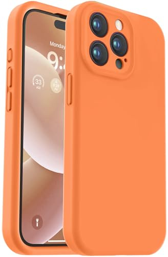 Vooii Compatible with iPhone 15 Pro Max Case, Upgraded Premium Silicone, [Camera Protection] [Fit for Battery Charger Cases] Shockproof Phone Case for iPhone 15 Pro Max 6.7 inch - Bright Orange