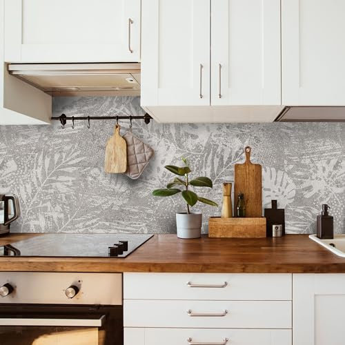 CREARREDA Panneau de Cuisine Anti-éclaboussures, Autocollant Mural Facile à appliquer, Motif Mur Tropical, 260 x 60 cm, 100% fabriqué en Italie, en PVC, Ignifuge et résistant à l’Eau, pour évier