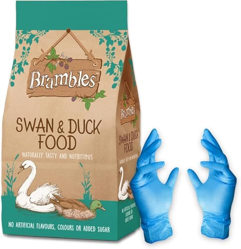 Brambles Floating Swan, Duck & Geese Food Complimentary Feed with Nutrients, Vitamins & Minerals with KasaBona Gloves (1.75kg (Pack of 1))