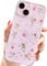 AMART for iPhone 13/ iPhone 14/ iPhone 15 Case Flowers, Clear with Pressed Dried Flower Cute Glitter Design Women Girls Floral Soft TPU Phone Cover for iPhone 13/14/15
