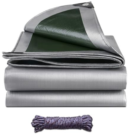 Jianyana 2X3M Bache Exterieur Impermeable, 180g/m² PE Bache de Protection Exterieur Bâche Imperméable mit Oeillets Apportez 10 Mètres de Corde，Taille Actuelle：1.9×2.9m，Couleur：Vert