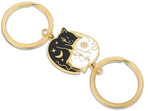 Amabro Paar Schlüsselanhänger Katze Yin Yang Puzzle Anhänger - Cute Keychain Partner Freundschafts Geschenke Für Freund Freundin Ihn Sie Frauen Geburtstag