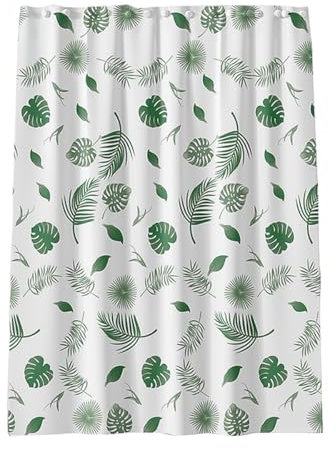 ZONADAH 300 x 200 cm tenda da doccia con foglie verdi, tende da doccia WC con ganci per bagno, decorazione della casa, moderna tenda impermeabile, accessori da bagno