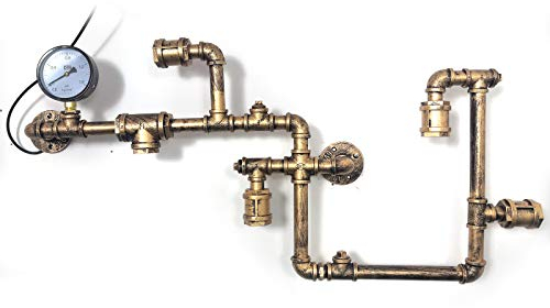 Vintage Industrielle Wandleuchte, 5 Lichter Wasserrohr Beleuchtung, Retro Metall Steampunk Design Deko Loft Wandlicht für Bar Café Treppe Küche Restaurant Korridor