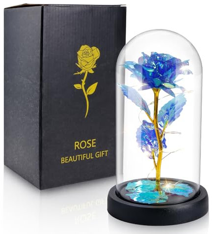 Lian Geburtstagsgeschenke für Frauen, Muttertag Blumen Geschenke für Mutter Frau von Kindern Tochter Sohn Ehemann, Regenbogen leuchten Rose in Einer Glaskuppel Geschenke für Mutter Frau, Muttertag