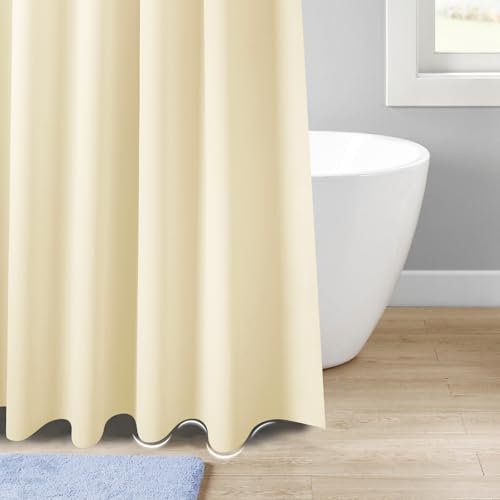 DOPROP Rideau de douche de luxe en PEVA de 15 g, résistant à la moisissure pour salle de bain, rideaux de douche lestés en polyester sans BPA et PVC, sans produits chimiques, beige, 180 x 180 cm
