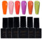 6PCS Jelly Gel Nail Polish Set Summer Crystal Glass Transparent Gel Polish Kit Sheer Nude Pink Green Shine Lavender Orange Red Soak Off UV Gel Polish for Home Salon DIY Nail Art,5ML