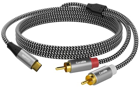 Cable de audio USB C a RCA de 4 pies, adaptador de enchufe USB tipo C a 2 RCA, divisor USB-C a 2 machos Y RCA, compatible con iPhone 15 Series, Galaxy S24, cine en casa, DVD, amplificador de altavoz