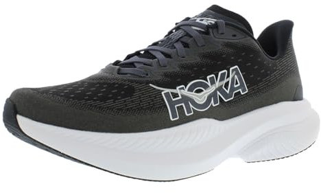 HOKA One One Mach 6 breite Herrenschuhe, Größe 45, Farbe: Schwarz/Weiß