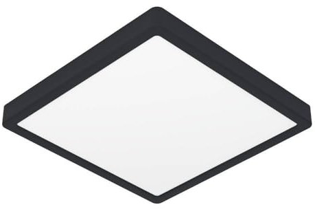 EGLO LED Ceiling Light Fitting Fueva 6, Square Ceiling lamp, Bathroom Lighting, Flush luminaire Made of Plastic in Black and White, Warm White-Cold White, IP44, 29 x 29 cm