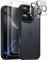 JETech 5 in 1 Matte Case for iPhone 16 Pro Max 6.9-Inch with 2-Pack Each Tempered Glass Screen Protector and Camera Lens Protector, Translucent Back Shockproof Phone Cover (Black)