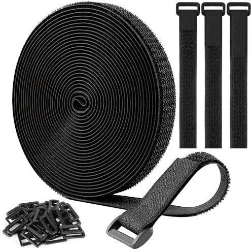 Fascette Fermacavi Da 5m X 2cm Con 30 Fibbie, Fascette Riutilizzabili, Cable Management, Lunghezza Di Taglio Libera Fascetta Cavi, Può Essere Utilizzato Per Organizzare Cavi