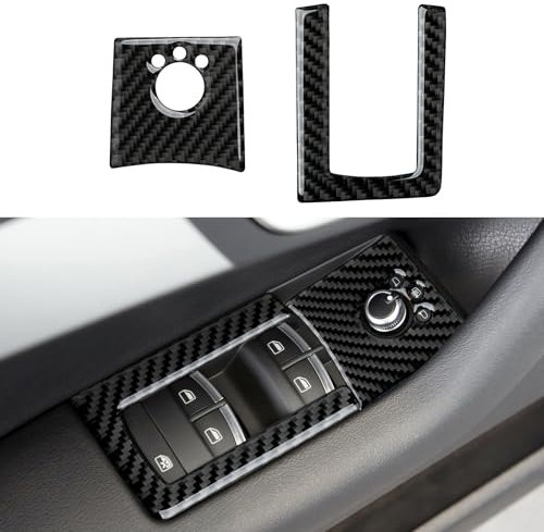 2PCS Carbonfiber Fensterschalter Aufkleber Panel Cover Trim Kompatibel mit Audi A3 Sportback(2004-2012) /S3 Sportback (2088-2012) RS3 Sportback(2011-2012) Innenraum Zubehör (A)
