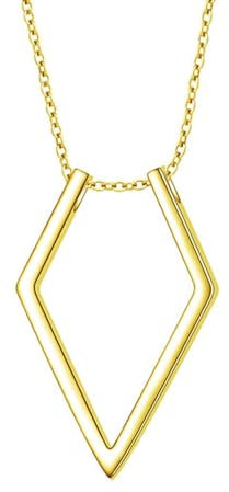 Niaspi Geometric Ring Holder Necklace for Women Girls Titanium Steel Open Rhombus Pendant Ring Keeper Pendnat Necklace Wedding Engagement Anniversary Jewelry Gifts(Gold)