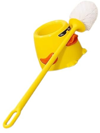 Gatuida Adorable Little Yellow Duck Toilet Brush Long Handle Soft Bristles Household Cleaning Brush Bathroom Accessory Retro Style