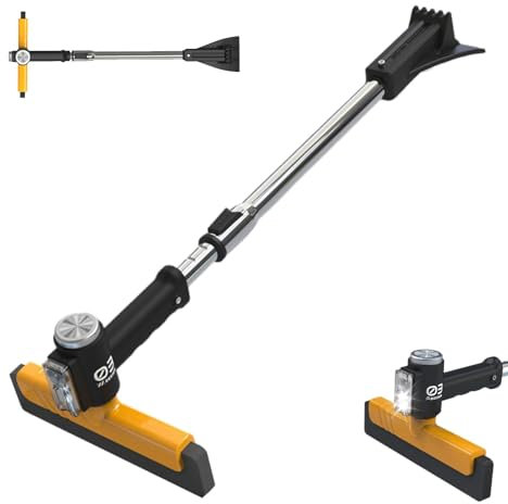 Car Snow Scraper - Ice Scraper with LED Light and Ergonomic Handle | Adjustable Snow Removal Tool for Windscreens and Windows, Durable Ice Breaker for Cars,