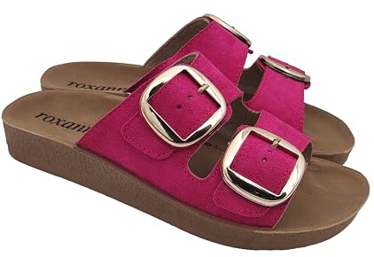 Roxanna Linea Aurea Bellissime Ciabatte Donna Estive Doppia Cinghia Sandali Estivi in Eco-Pelle per Casa, Mare, Passeggio