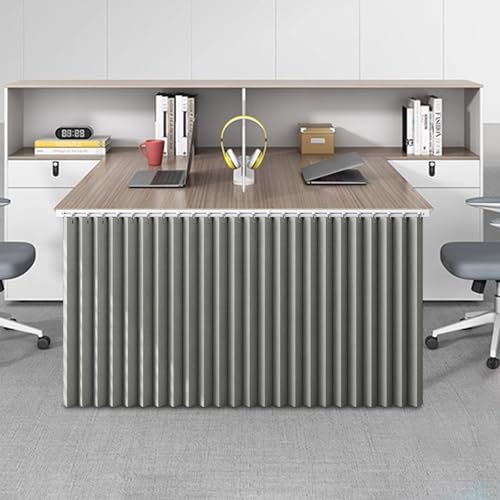Koncey Vorhang Unter Dem Schreibtisch Fürs Büro, Schreibtisch Trennwand-Sichtschutz, Schrankvorhang mit Gleitschiene, Home-Office-Workstation(Grau,W 160 x H 50 cm)