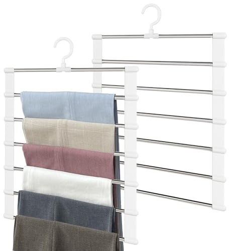 VGECEE Hosenbügel Platzsparend 2 STK Kleiderbügel Hosen Bügel Platzsparend | Hosenaufhängung Hosenständer Hänger Hosenhalter kleiderbügel Hosenkleiderbügel Stabil, für Kleiderschrank,Schals,Handtücher
