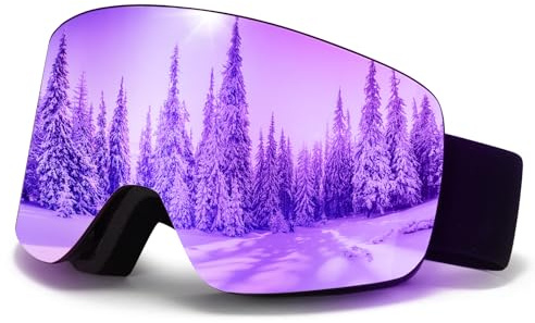 JQF Gear Skibrille für Unisex YH227 Snowboard Brille OTG | Skibrillen mit Anti-Rutsch Kopfband UV-Schutz Anti-Nebel Vollständig Plattiertes REVO Einstellbare,Ski Goggles für Skifahren