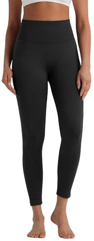 KIKIMINK Damen Yoga-Leggings, gerippt, hohe Taille, Nahtlose Yogahose (DE/NL/SE/PL, Alpha, S, regulär, regulär, schwarz)