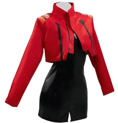 DEXSHUN Katsuragi Misato Cosplay Kostüm Damen Jacke Kurze Röcke Cosplay Outfits Uniformen für Halloween Karneval Party Comic-Ausstellung