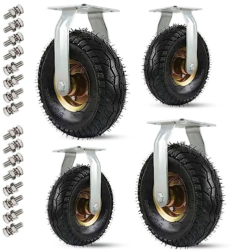 Generisch Schwerlast-Drehrollen für Möbel mit Luftbereifung - Verschleißfeste Wagenräder mit Doppellager, verstärkte Transportrolle, Feste Rolle (200 mm/8 Zoll)