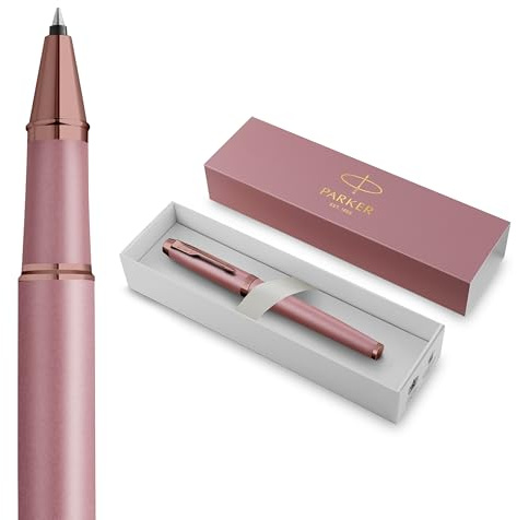 Parker IM Tintenroller | Finishing Touch Kollektion | malvenfarbenes Finish | Mittlere Spitze | Schwarze Tinte | Geschenkbox