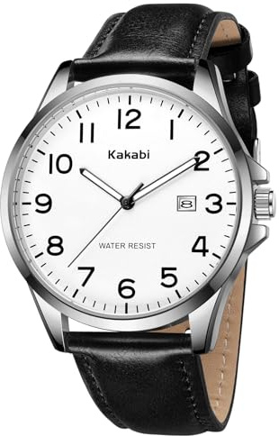 Timever Herren Uhr mit Lederarmband Analog Armbanduhr wasserdichte Quarzuhr | Klassische Herrenuhr 3 ATM Wasserdicht Große Ziffern gut ablesbar Armbanduhr Alltag Arbeit Freizeit Geschenk Männer Klassisch