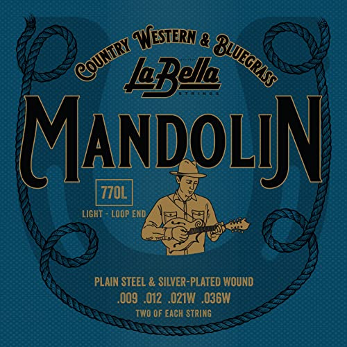 La Bella 770L Light Loop-ends Plain Steel Silver-Plated Wound Mandolin String 09-36