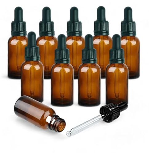 AVALON 30ml Amber Glass Dropper Bottles - UV Protected & Leak-proof Design – 10 x 30ml for Essential Oils, Massage Oils, and More - Ideal for Aromatherapy, Natural Remedies, DIY Beauty and Skincare