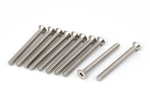 sourcingmap 10pcs Vis à Tête Fraisée Plate à Six Pans Creux Vis à Douille Hexagonale Boulon M4x45mm