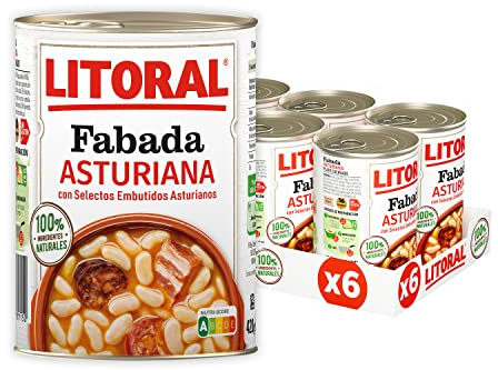 LITORAL Fabada Asturiana - Plato Preparado de Fabada Asturiana Sin Gluten - Pack de 6x420 g