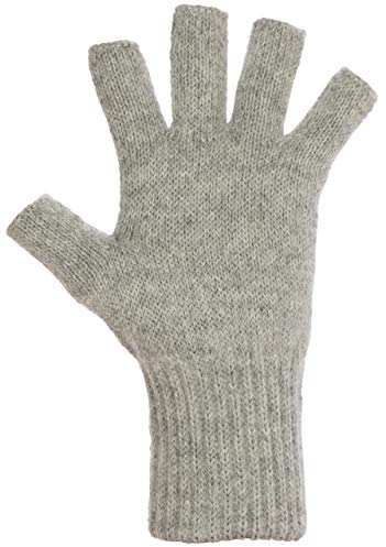 AndeanSun Darn Warm Alpaka-Handschuhe, fingerlos, beste natürliche Lösung für kalte Hände, Esche hellgrau, Medium