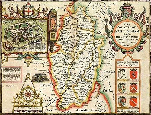 Ryco Originals Nottinghamshire Historical Map 1000 Piece Jigsaw Puzzle (1610). Free print!